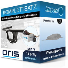 Für Peugeot 206+ Fliessheck 09- ORIS Anhängerkupplung starr + 13polig E-Satz AHK