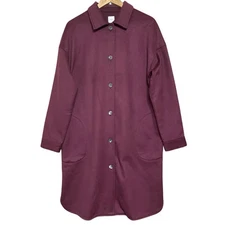 Pure Jill Faux Suede Long Shirt Jacket Size L Bayberry Buttons Fleece Ultra Soft