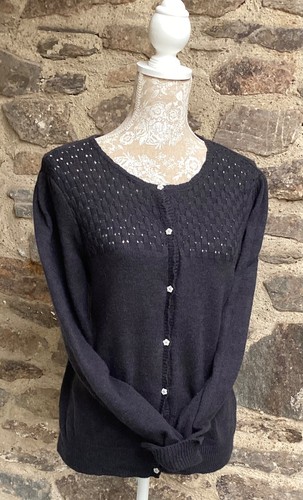 Mademoiselle R la redoute stunning charcoal cardigan top 14 16 womens alpaca - Picture 3 of 8