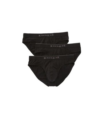 Herren-Slip Baumwolle Stretch 3er-Pack schwarz M Papi Unterwäsche