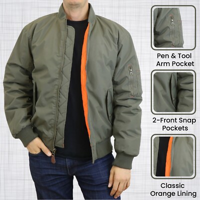 Men's Bomber Heavyweight Flight Jacket & Arm Pocket ( Size S-2XL