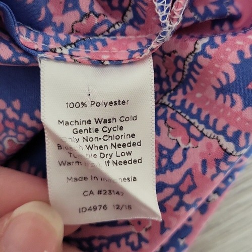 Talbots Damen Medium Bluse Blumen Kurzarm leicht geometrische Knöpfe - Bild 3 von 9
