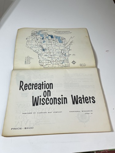 Vintage 1964 Freizeit auf Wisconsin Waters Clarkson Map Company - Bild 3 von 7