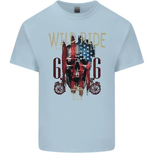 Biker USA Flag Skull Motorbike Motorcycle Mens Cotton T-Shirt Tee Top - Picture 12 of 26