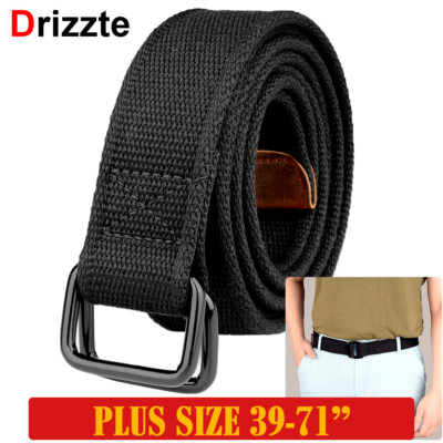 Drizzte Mens Canvas Belts Big/&Tall 39inch 75inch Men Black Cloth Belts for Men