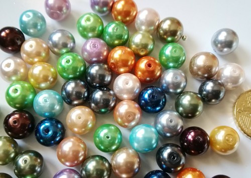 Perlas cristal nacarado 10 mm X 10 UNIDADES mezcla parejas colores bisutería - Imagen 2 de 3