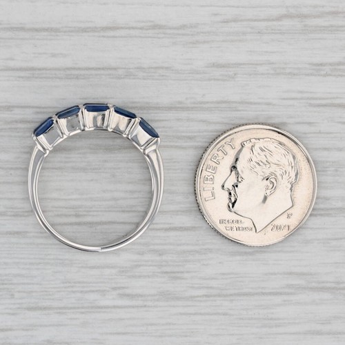 1.95ctw Zafiro Azul Anillo con Diamante 14k Oro Blanco Talla 6 Apilable - Imagen 7 de 10