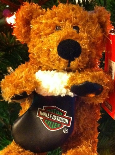 Harley Davidson Bear Ornament Biker Club Holiday Rider III New 7in with Stocking - Picture 2 of 4
