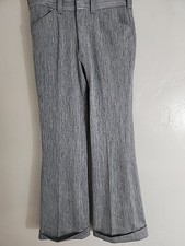 vintage gray stripe polyester pants 70's cuffed flare disco 30 1/2 w 30L 1970's