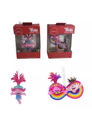 Hallmark Ornament Christmas tree trolls Poppy & Poppy w/ Queen Barb Set 2  New  