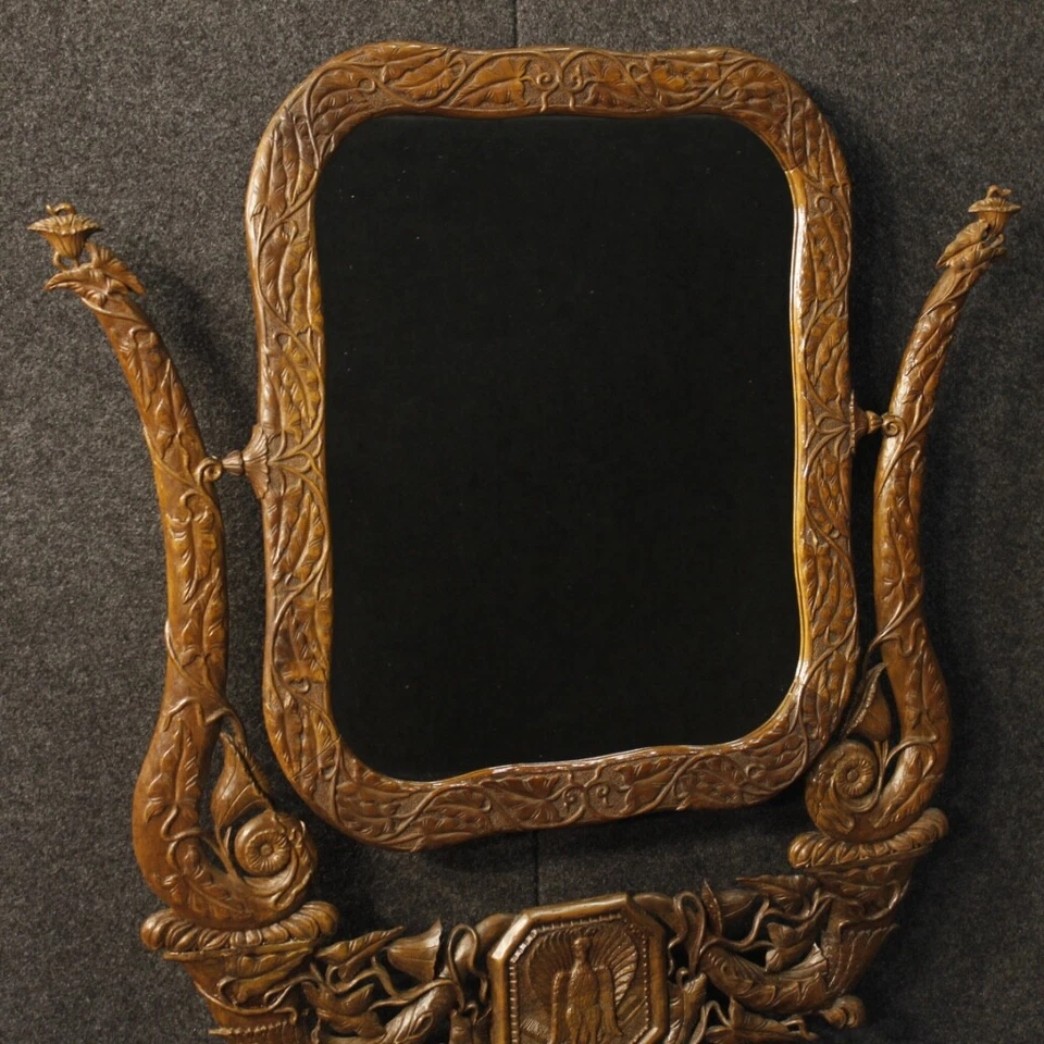 Psyché miroir meuble français Art Nouveau bois style ancien 20ème siècle - Photo 3/4