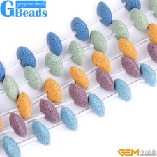 27mm Volcanic Lava Discs 15" - Colorful Stone Beads Loose Strand Supply