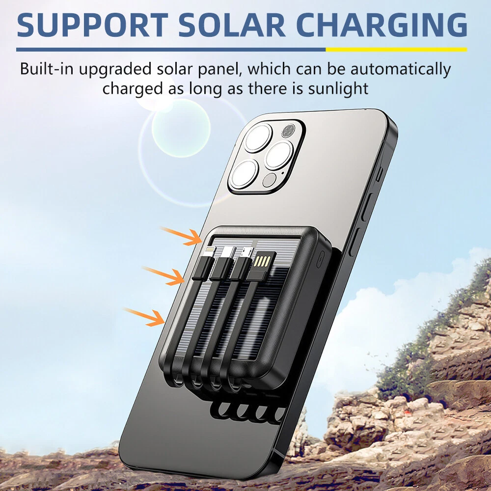 20000mAh Solar Wireless Power Bank Portable Phone Charger  