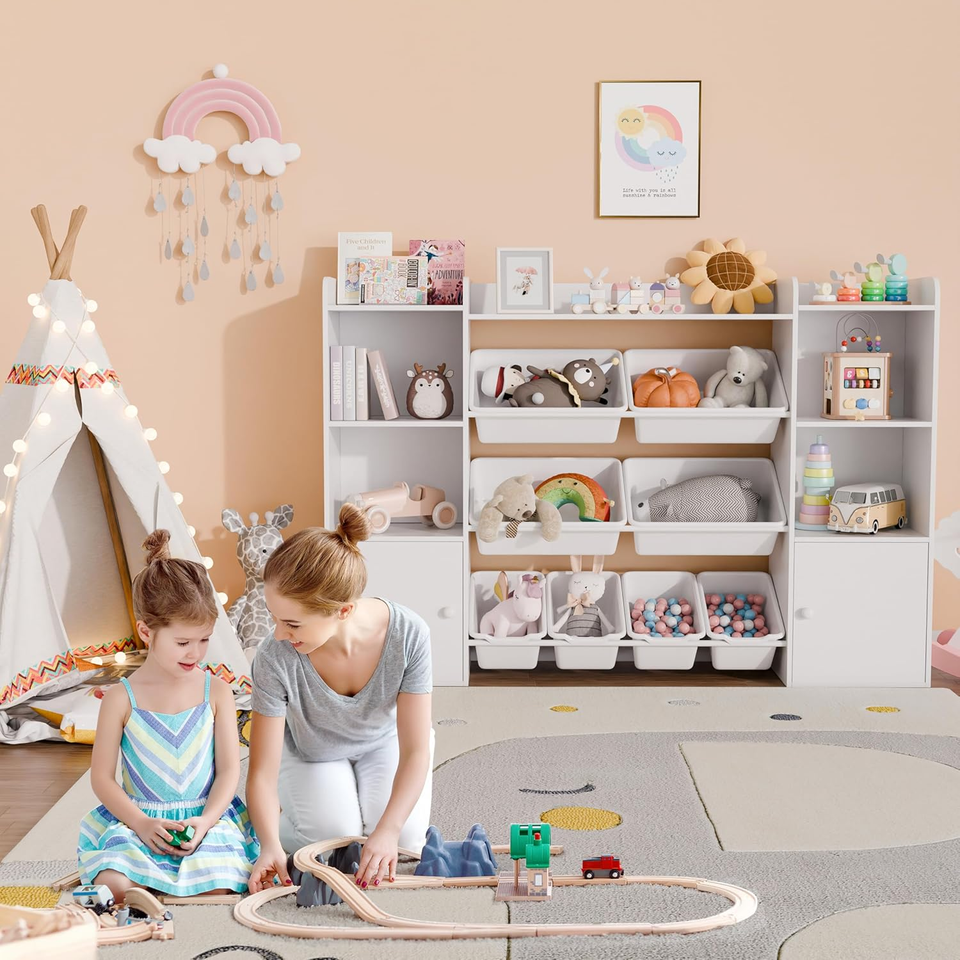 Xilingol Kids Toy Storage Organizer W/8 Removable Toy Bins, 4Tier Toy