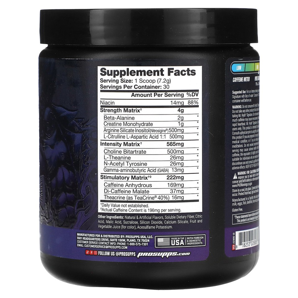 Mr. Hyde, Signature Sustained Energy PreWorkout, Blue Razz, 7.6 oz