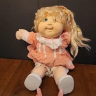 1987 Cabbage Patch Kid Growing Hair 17" Doll Green Eyes Curly Blonde Cornsilk
