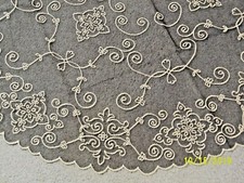 Lace Table Topper Indoor/Outdoor Black/Tan design 45  round