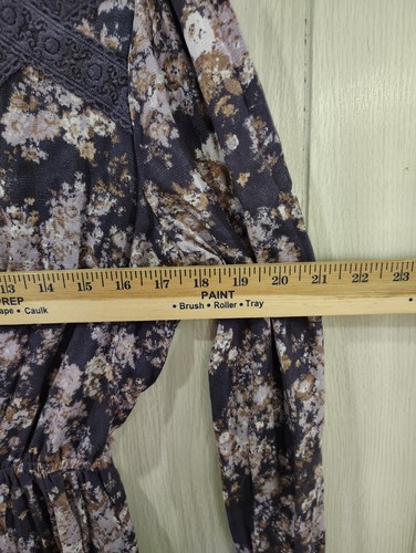 Women's Lace Sheer Top dark Purple Size XS Boho Dark Floral Romance Goth - Picture 9 of 10