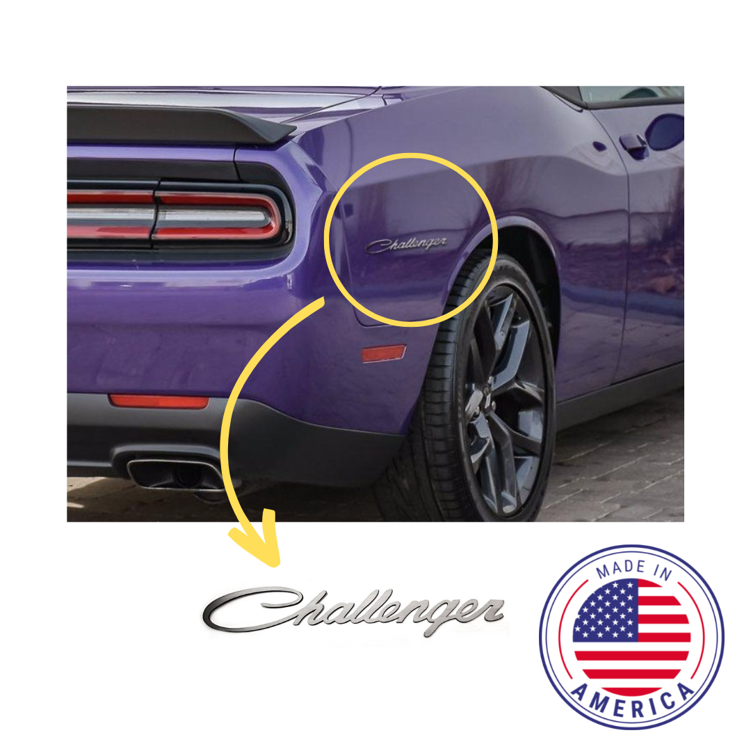 2pc Dodge Challenger Side Fender Emblem Badge Polished