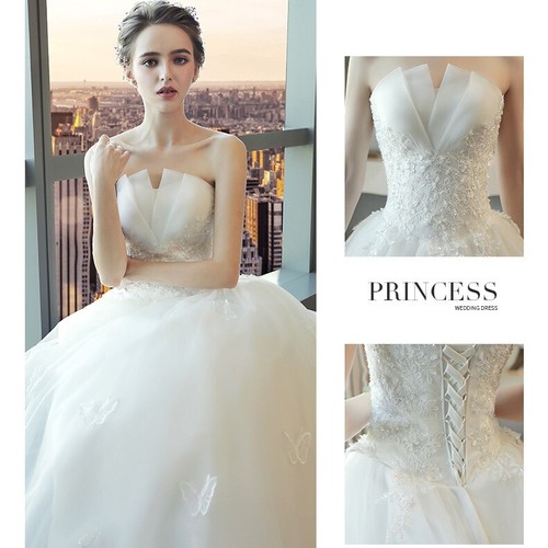 2025 Vestido de Novia Vestido de Novia Pequeño Mujer Blanco Sin Tirantes Vestido de Novia Princesa Frocks - Imagen 4 de 7