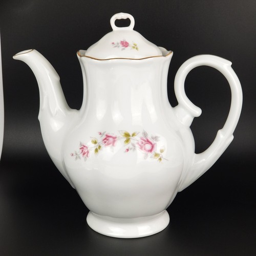 RAR Favolina-Karolina Polen Kaffeekanne Teekanne Wasserbild, weiß, rosa Rosen - Bild 5 von 19