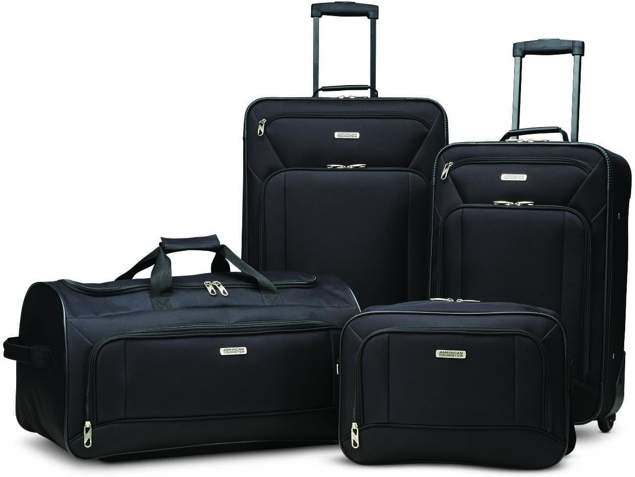 Fieldbrook XLT Softside Upright Luggage, Black, 4-Piece Set (BB/WD/21/25 UP)