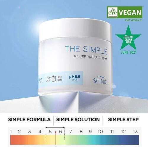 SCINIC The Simple Relief Water Cream 80ml VEGAN pH-Balanced Moisturizing Cream - Picture 7 of 15