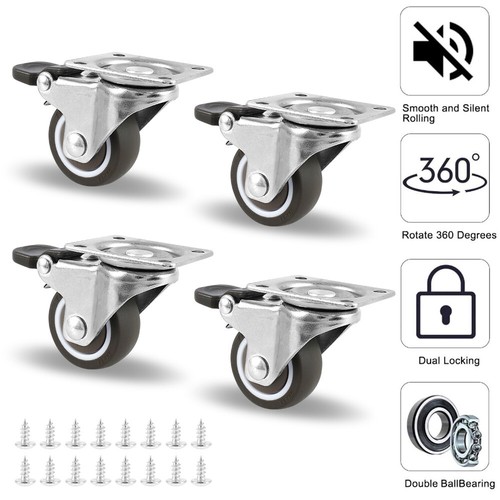 Stainless Steel 4 Transport Castors HeavyDuty Castors Swivel Furniture