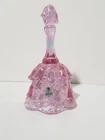 Fenton Glass Lily of the Valley Temple Bell with Label Iridescent Pink Flower