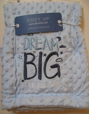 Boys Girls Blue Cozy Up Dream Big Little One Ultra Soft Raised Dot Baby Blanket