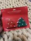 Hallmark Christmas Tree Salt & Pepper Shakers Red Green White Polka Dots Vintage