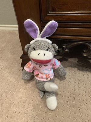 Dan Dee Sock Monkey Plush With Pink Bunny Rabbit Ears 12