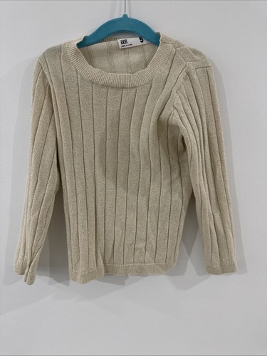 Cotton On Kids Golden Metallic Thread Crew Neck Sweater Long Sleeve Girls 5