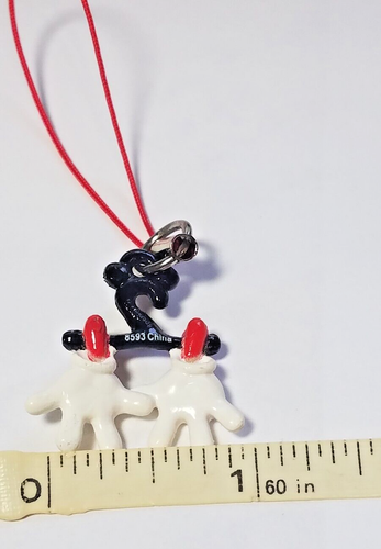 Vtg Mickey Mouse Gloves on Hanger Cell Phone Dangle Charm Stamped Disney China - Photo 8 sur 8