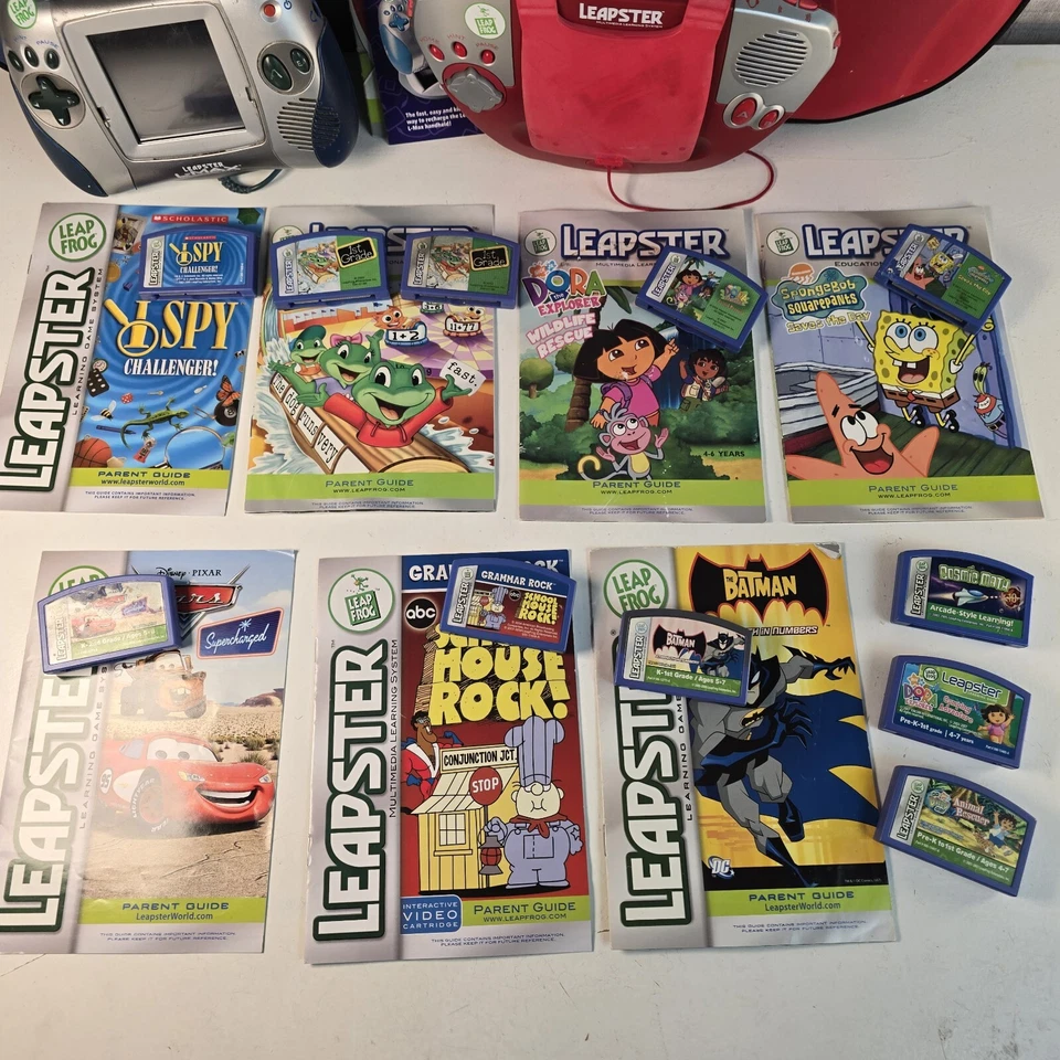 Leap Frog Leapster Educational Learning Lot Of 2 Handhelds 11 Games * For PARTS - Image 2 of 4