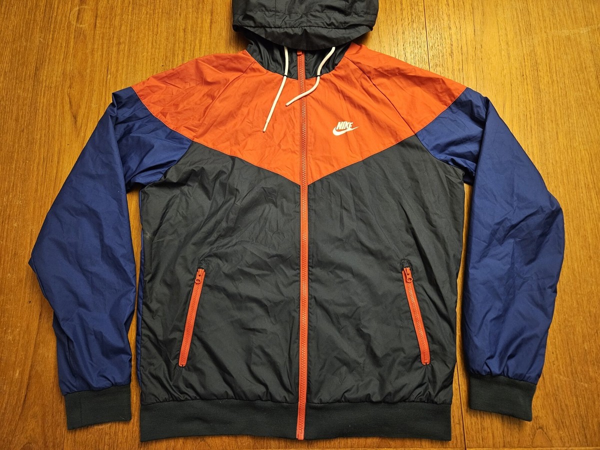Nike Windrunner Mesh Lined Hooded Jacket Colorblock Blue Red