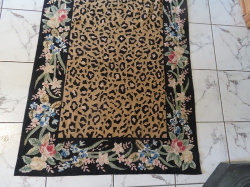 Alfombra de punta de aguja de lana anudada a mano estilo tapiz de colección/colgante de pared 35"x59" - Imagen 3 de 6