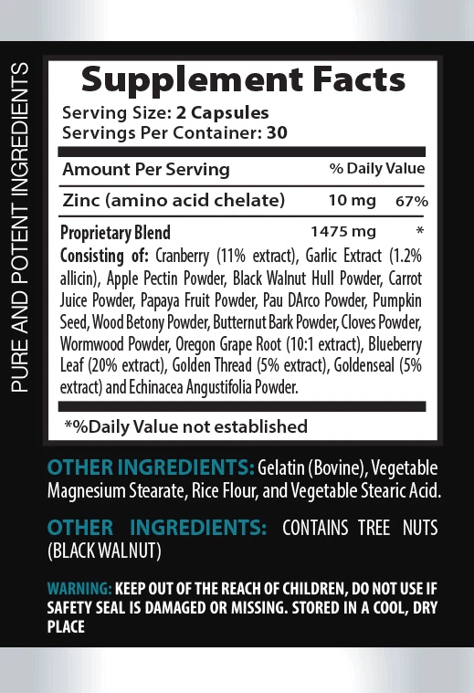 Hormigón Madera - COMPLEJO ANTIPARASITARIO 1485 mg - Antiinflamatorio - 3 Botellas/Frascos Foto 2 de 4