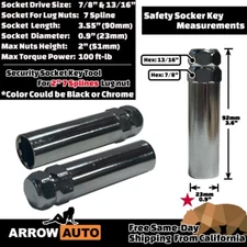 1x 7/8" & 13/16" Hex Socket Key Fits 7 Splines Tuner Lug Nuts