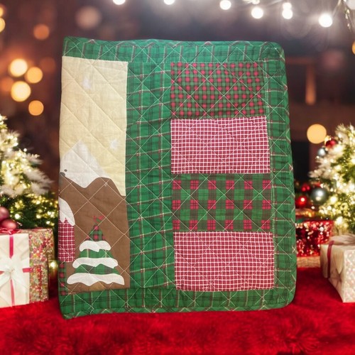 Holiday Christmas King Pillowcase/Sham Pair Patchwork Farmhouse Country Cabin - Picture 3 of 5