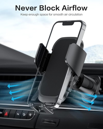 Support téléphone voiture 360° en acier inoxydable avec flux d'air amélioré et port de charge - Photo 7 sur 13