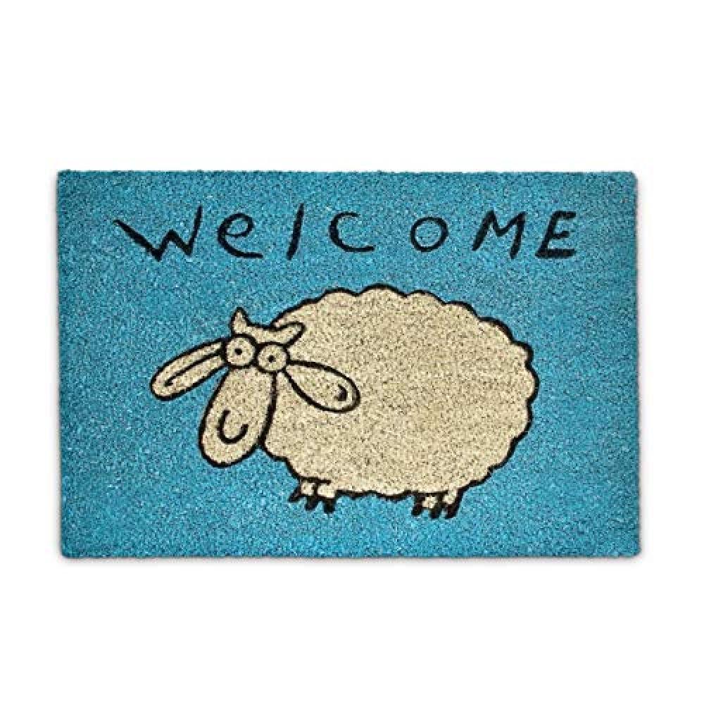 (TG. 50 x 65 cm) Relaxdays Welcome Zerbino, PVC, Azzurro, 50 x 65 cm - NUOVO