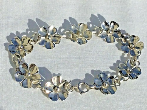 STERLING SILVER PANSY BRACELET MAKER HALLMARKED RE