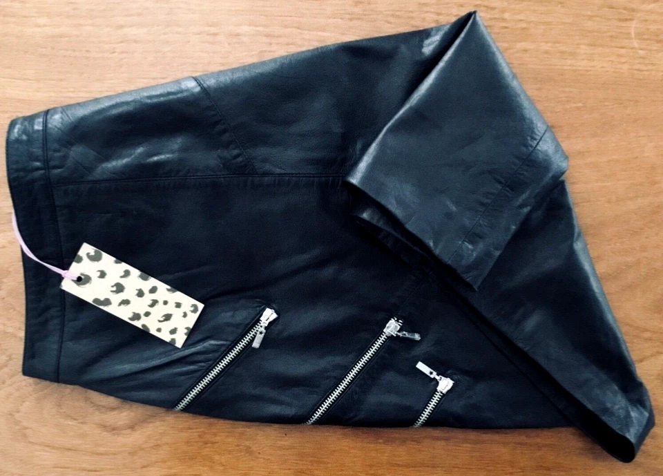 EMANUEL UNGARO  🎁 JET BLACK - FINE GLOVING NAPPA LEATHER SKIRT  🇫🇷 38 🇬🇧 12 - Image 2 of 4