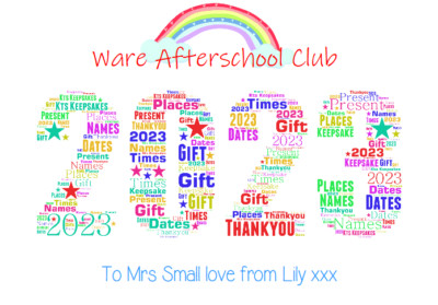 Wortkunst Bild personalisiert Geschenk Andenken After School Club