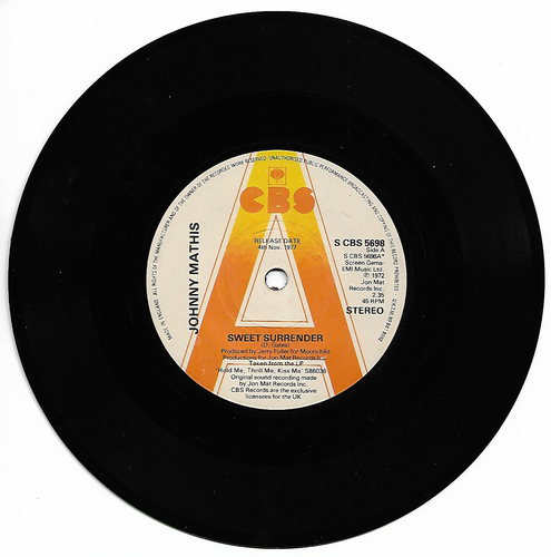 JOHNNY MATHIS - SWEET SURRENDER / 99 MILES FROM L.A. - * PROMO * - 70s POP VOCAL - Picture 2 of 3