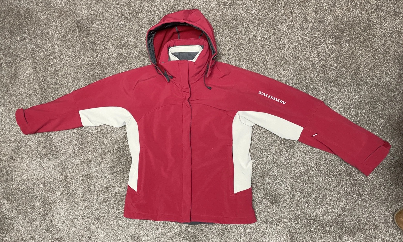 Giacca Salomon ~ 2 in 1 Sci Clima Pro Rosso Marrone Giacca Rimovibile Outdoor Donna XL