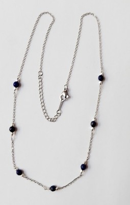 Stahlkette mit Lapislazuli Steinen 4mm Chakra Geschenkidee für Damen