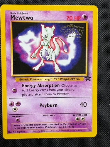 Mewtwo Movie Promo 3 Kids WB Pokemon The First Movie Black Star Promo WOTC LP