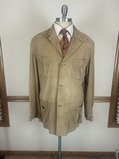 RALPH LAUREN POLO 100 LEATHER TAN SUEDE SHACKET SAFARI JACKET SIZE L